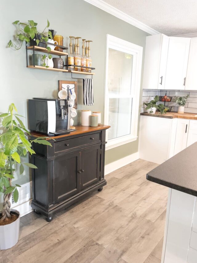 Our DIY Coffee Bar With Thrifted Cabinet - House On Austin
