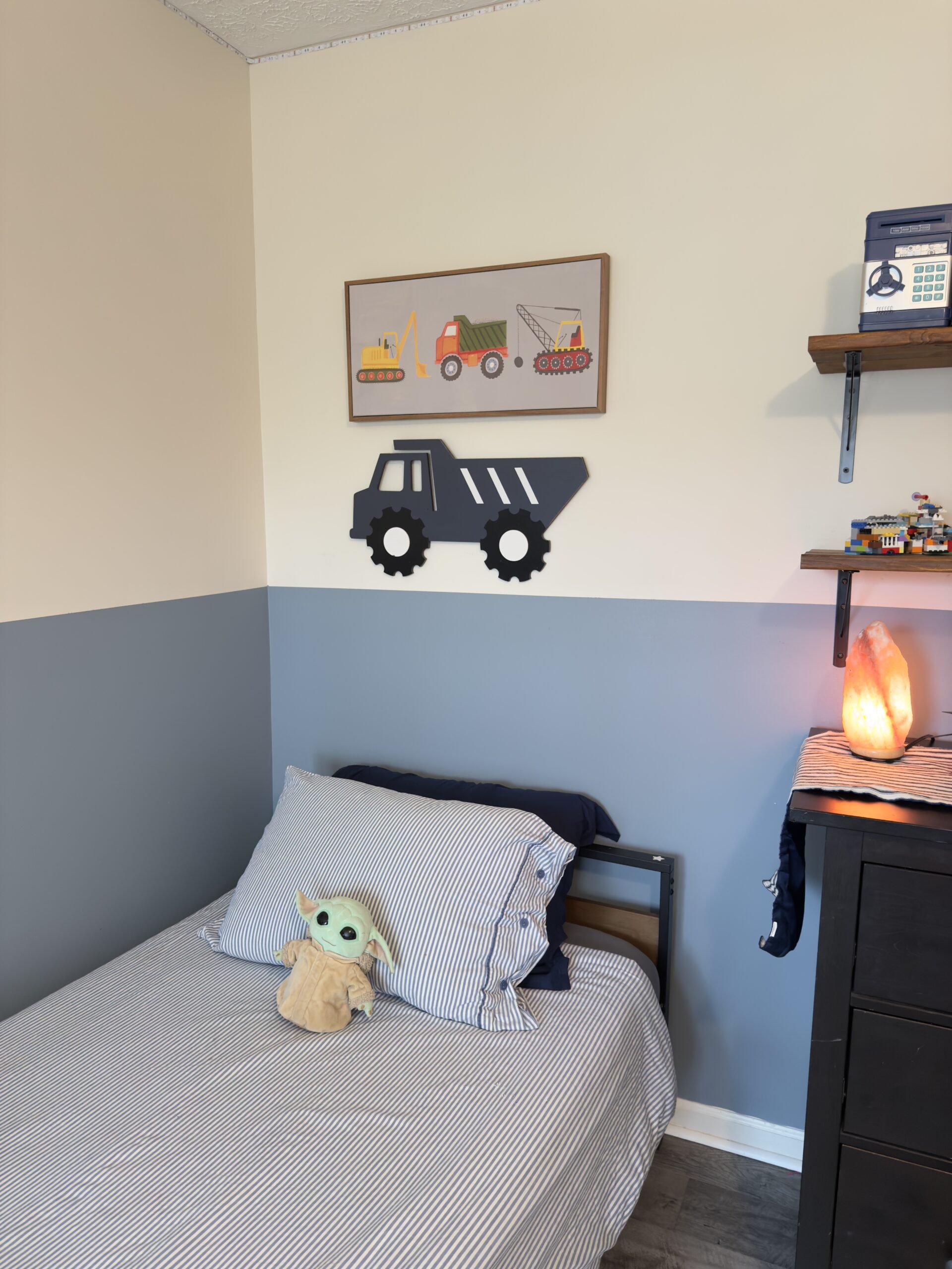 Shared Boy's Bedroom Makeover + DIY LEGO Shelves - House On Austin